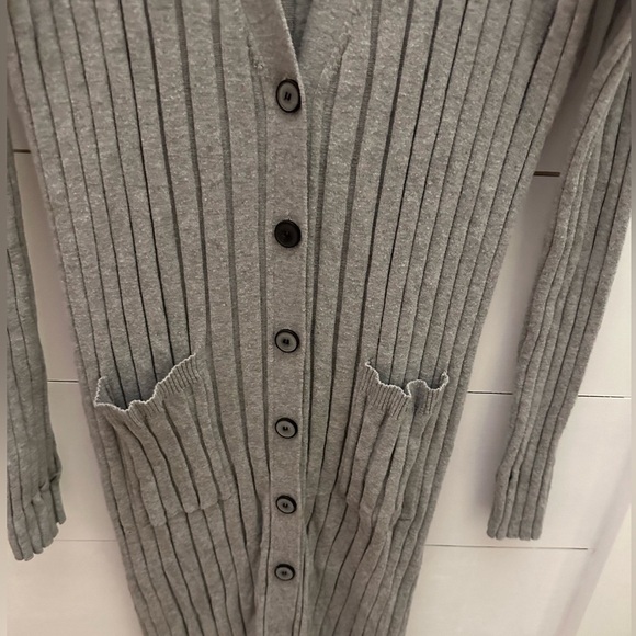 ATM ANTHONY THOMAS MELILLO L rib cashmere cotton midi minimalist luxury cardigan - Picture 3 of 13